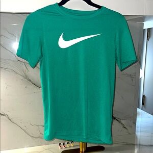 Nike Boys Dri-Fit Green Short Sleeve Tee with white Swoosh